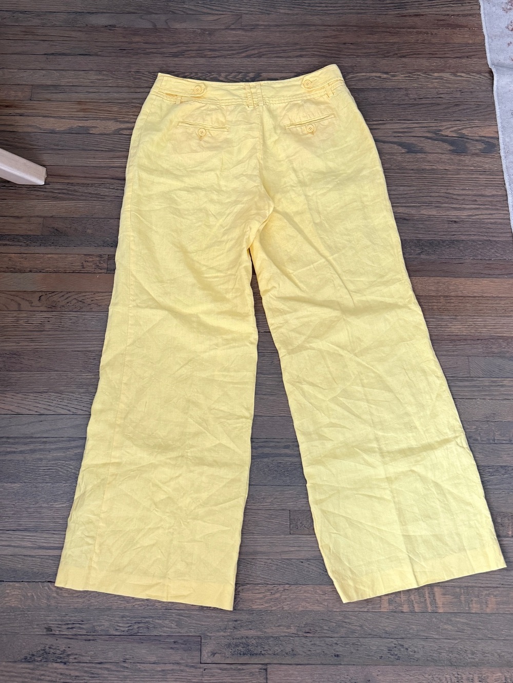 Yellow Wide-Leg Linen Pants